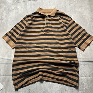 Men's Duck Head Striped Polo, Brown And Black, Size Large Orange 100% Cotton